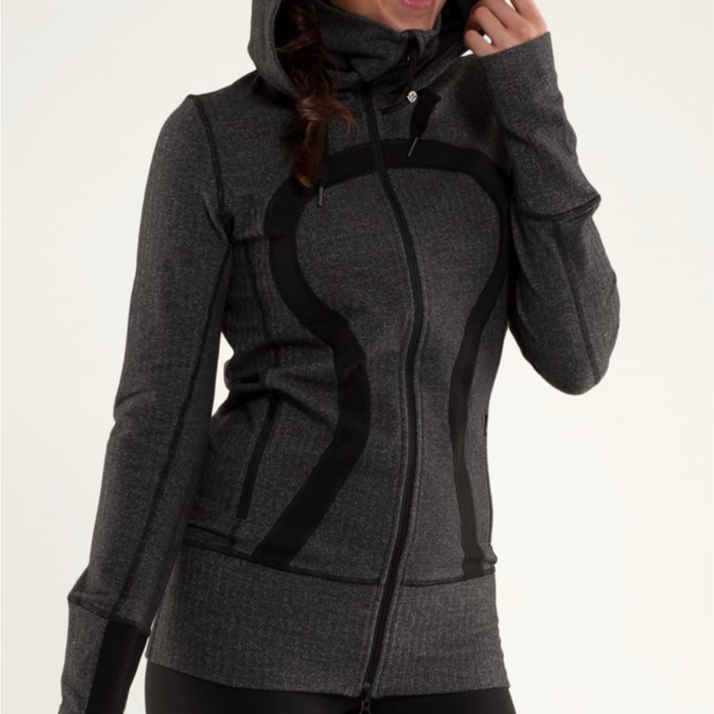 Lululemon Stride Jacket Brushed Grey and Black Herringbone sz 8